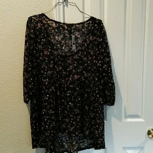 Torrid lace button down high low over shirt